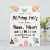 Petite Fille Papillon Invitation Anniversaire (Debout devant)
