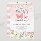 Petite fille papillon invitation baby shower (Devant / Derrière)