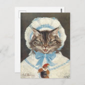 Petite fille pleit voor chat briefkaart (Voorkant / Achterkant)
