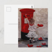 Petite fille postant des coeurs briefkaart (Voorkant / Achterkant)