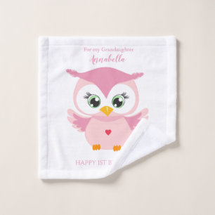 Petite fille Premier anniversaire Cute Pink Owl