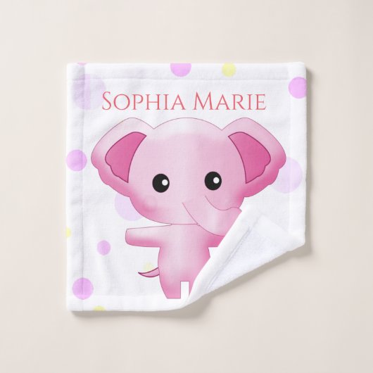 Petite fille rose adorable Eléphant (Gant de toilette)