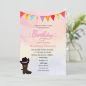 Petite fille rose Invitation Anniversaire (Debout devant)
