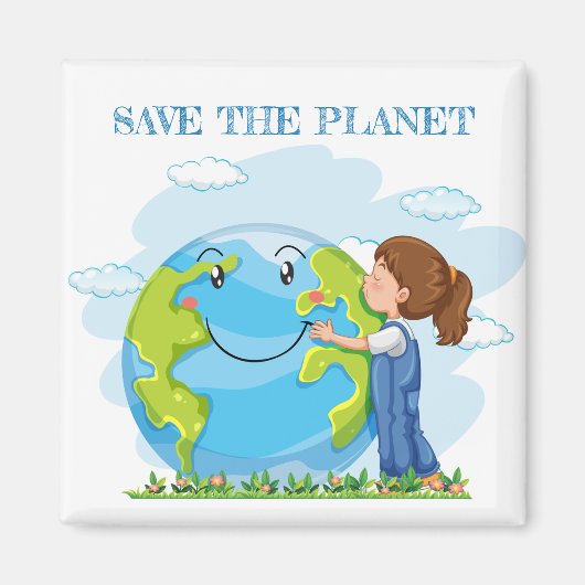 Petite Fille Sauve la Planète Aimant (Devant)