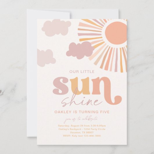 Petite fille soleil Invitation d'anniversaire (Devant)