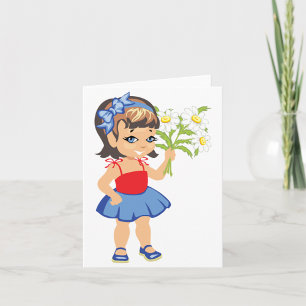 Petite fille tenant des marguerites Cartes de note