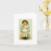 Petite fille vintage - Cheveux bouclés - Carte à n (Fleur jaune)