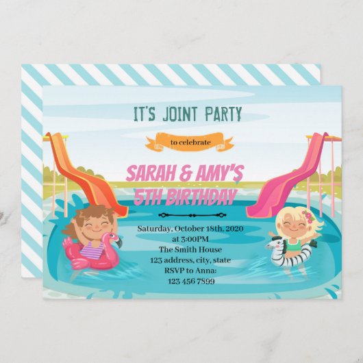 Petite fille Watersilde invitation (Devant / Derrière)