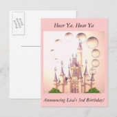 Petite fille's Princess Castle Invitations d'anniv (Devant / Derrière)
