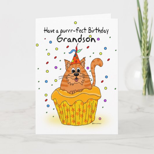 petite-fils carte d'anniversaire avec ginger cupca (Devant)