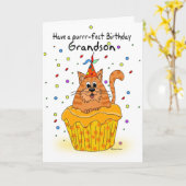 petite-fils carte d'anniversaire avec ginger cupca (Fleur jaune)