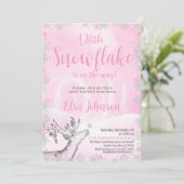 Petite Flamme de neige rose Invitation Baby shower (Debout devant)