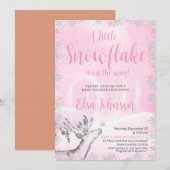 Petite Flamme de neige rose Invitation Baby shower (Devant / Derrière)