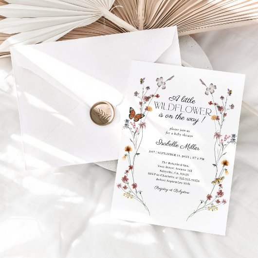 Petite Fleur sauvage bébé fille douche Invitations