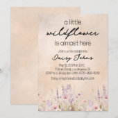 Petite Fleur sauvage Invitation Baby shower fille (Devant / Derrière)