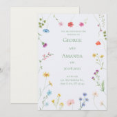 Petite Floral bruiloft uitnodiging voor Elegant (Voorkant / Achterkant)