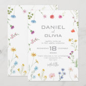 Petite Floral Patroon Wedding Kaart (Voorkant / Achterkant)