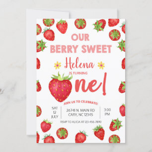 Petite fraise mignonne invitation à l'anniversaire