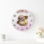 Petite horloge murale ruban rose poussin (Maison)