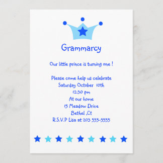 petite invitation 2 d'anniversaire de prince