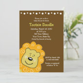 Petite invitation 5 x 7 de baby shower de lion de (Debout devant)