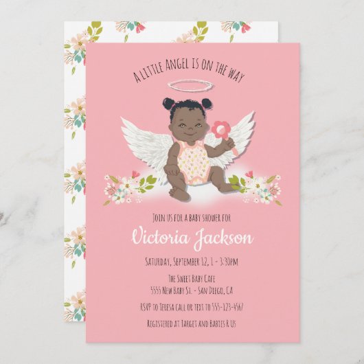 Petite invitation à la douche de bébé d'ange ethni (Devant / Derrière)