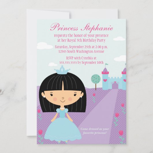 Petite invitation à la fête d'anniversaire de prin (Devant)