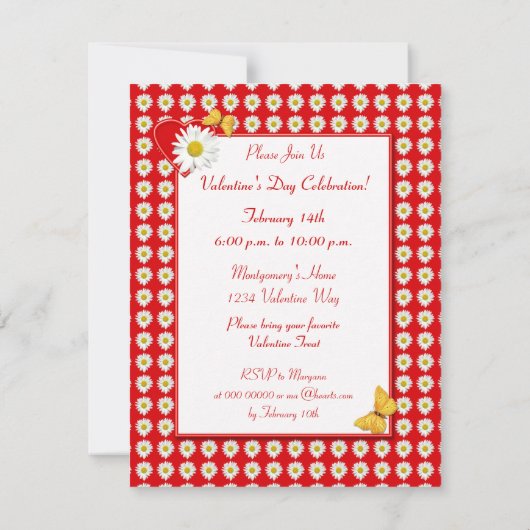 Petite invitation à la Saint Valentin (Dos)