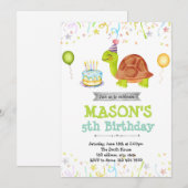 Petite invitation à l'anniversaire de la tortue (Devant / Derrière)