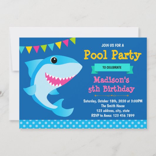 Petite invitation à l'anniversaire du requin (Devant)