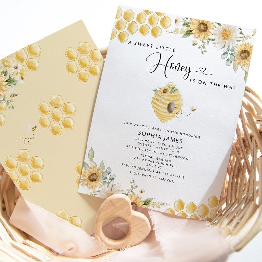 Petite invitation au baby shower au miel