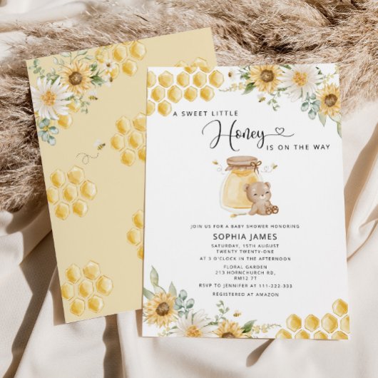 Petite invitation au baby shower au miel