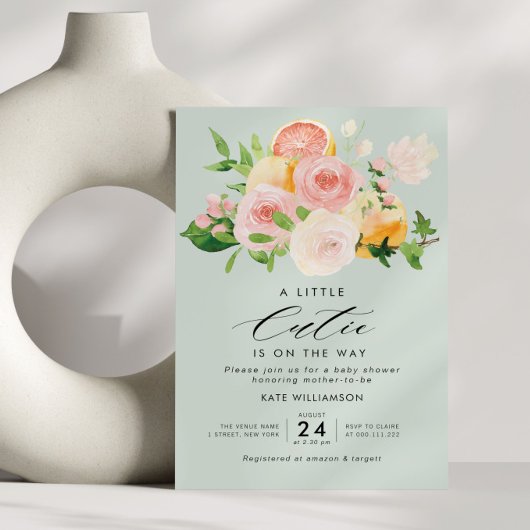 petite invitation au baby shower d'agrumes