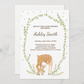 Petite invitation au baby shower de cerfs Forêt de (Devant / Derrière)