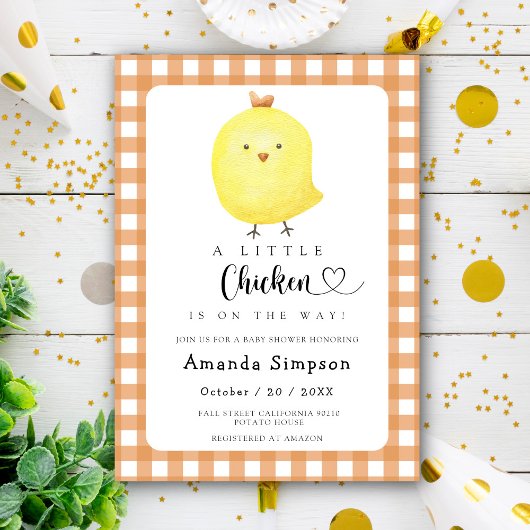 Petite invitation au Baby shower de poulet