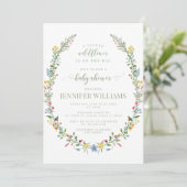 Petite invitation au baby shower fleur sauvage col (Debout devant)