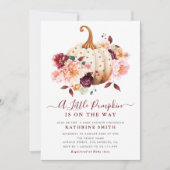 petite invitation au baby shower fleuri citrouille (Devant)