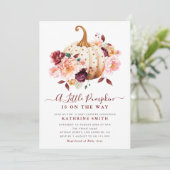 petite invitation au baby shower fleuri citrouille (Debout devant)