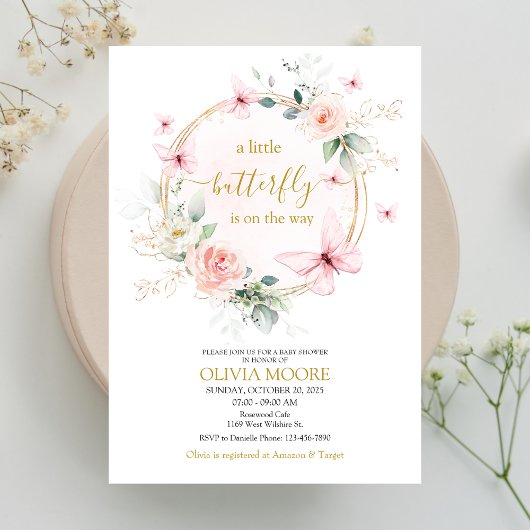 Petite invitation au baby shower papillon