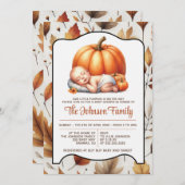 Petite invitation Baby shower Citrouille (Devant / Derrière)