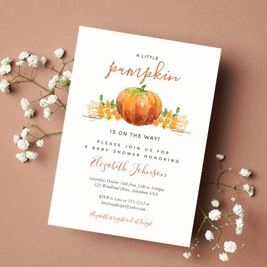 Petite invitation Baby shower Citrouille