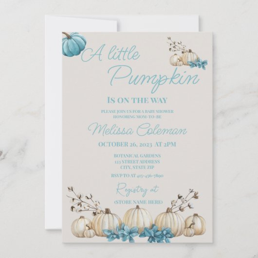 Petite invitation Baby shower Citrouille (Devant)