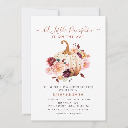 petite invitation baby shower citrouille (Devant)