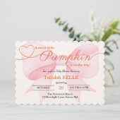 Petite invitation Baby shower Citrouille - Bow ros (Debout devant)