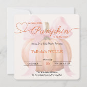 Petite invitation Baby shower Citrouille - Bow ros (Devant)