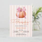 Petite invitation Baby shower Citrouille - Bow ros (Debout devant)
