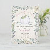 Petite Invitation Baby shower Citrouille, Rose (Debout devant)