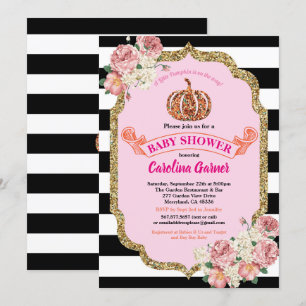 Petite invitation baby shower citrouille rose