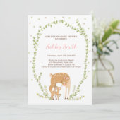 Petite invitation baby shower de cerfs Forêt de bo (Debout devant)