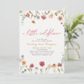 Petite invitation Baby shower Fleur sauvage (Debout devant)